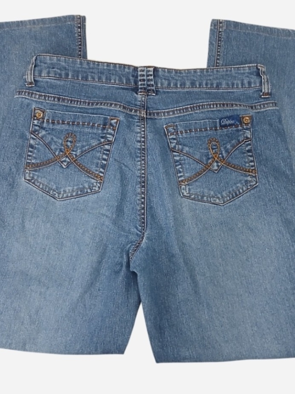 Womens Light Blue Flared Jeans with Embroidered Back Pockets
